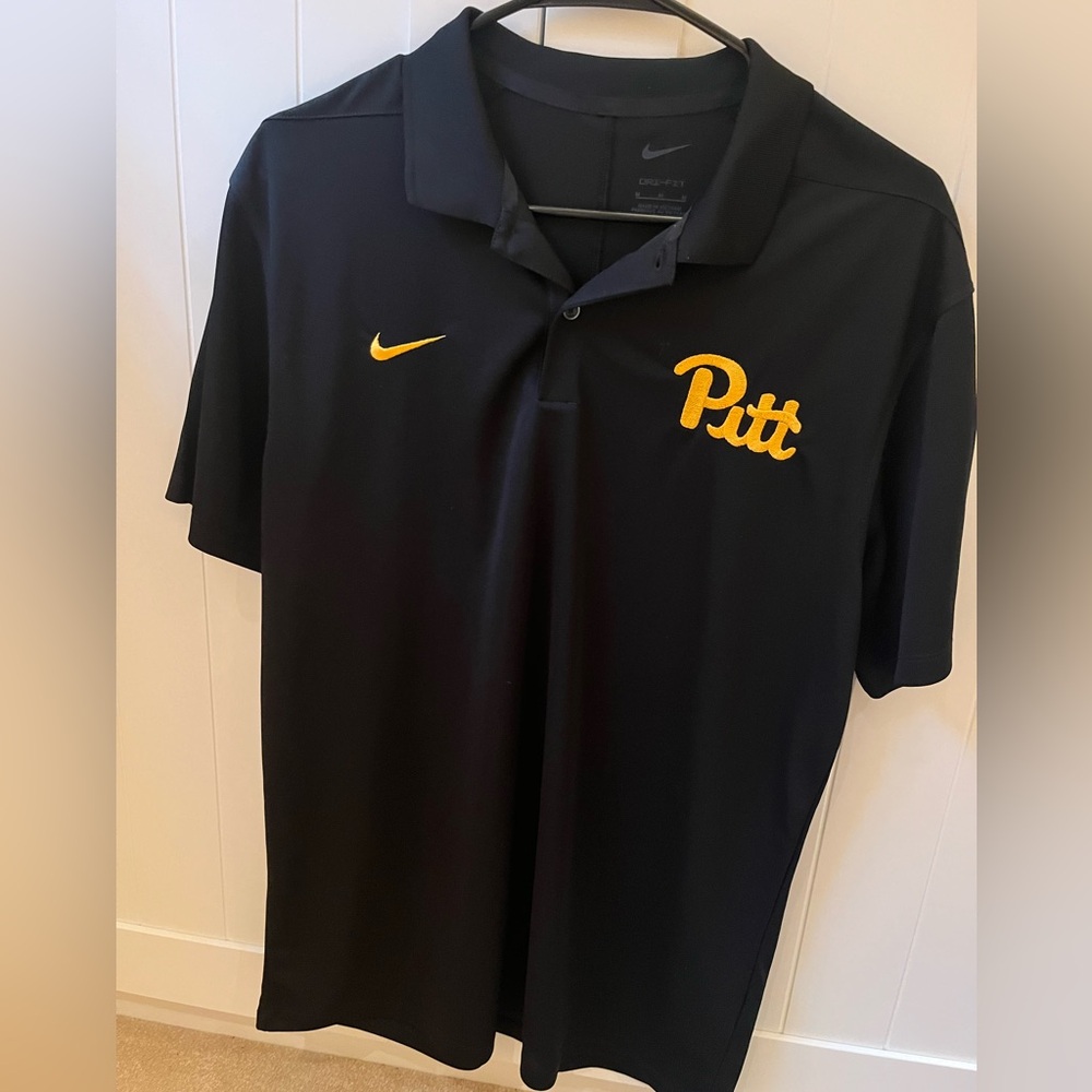 Nike Men's Black Polo Shirt with Pitt Logo